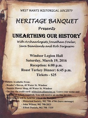 West Hants Historical Society Heritage Banquet @ Windsor Legion | Windsor | Nova Scotia | Canada